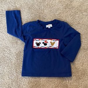 Busy Bee Smocks Christmas Smocked Mouse Heads- Boys Knit Shirt - 24m UGC